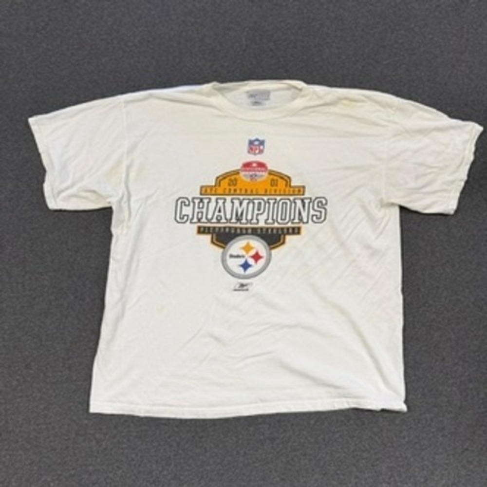 2001 Reebok Pittsburgh Steelers T-Shirt Mens XL White Good AFC Champions Graphic